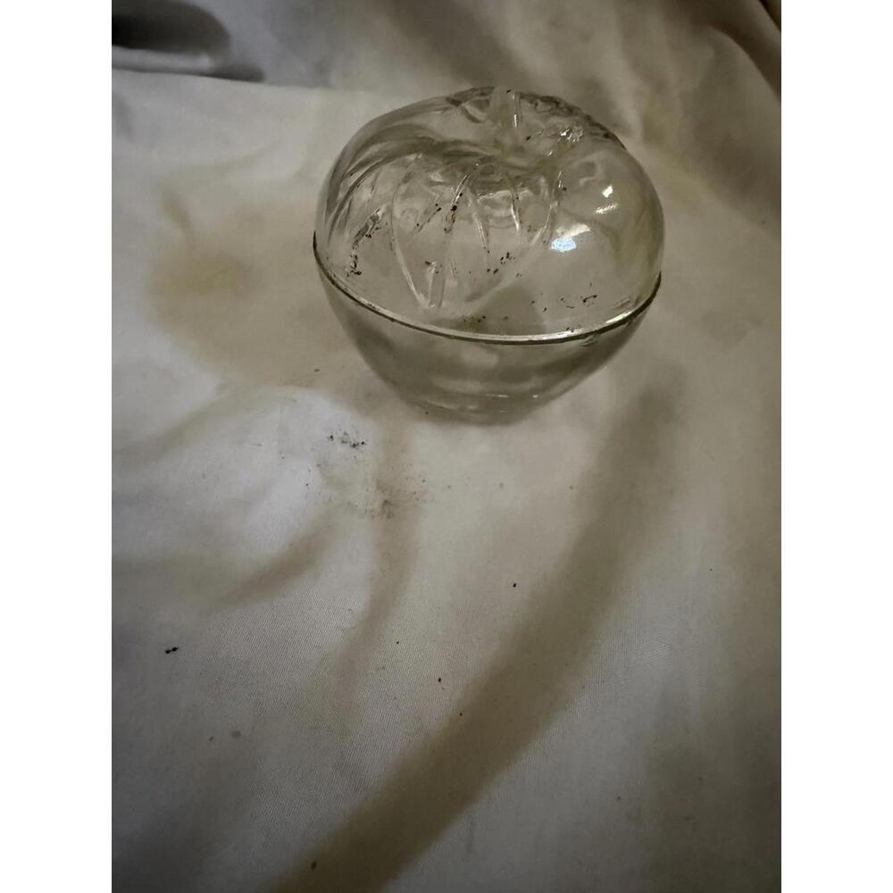 VINTAGE - Clear Cut Glass Crystal Apple Shaped Condiment/Jam Jar